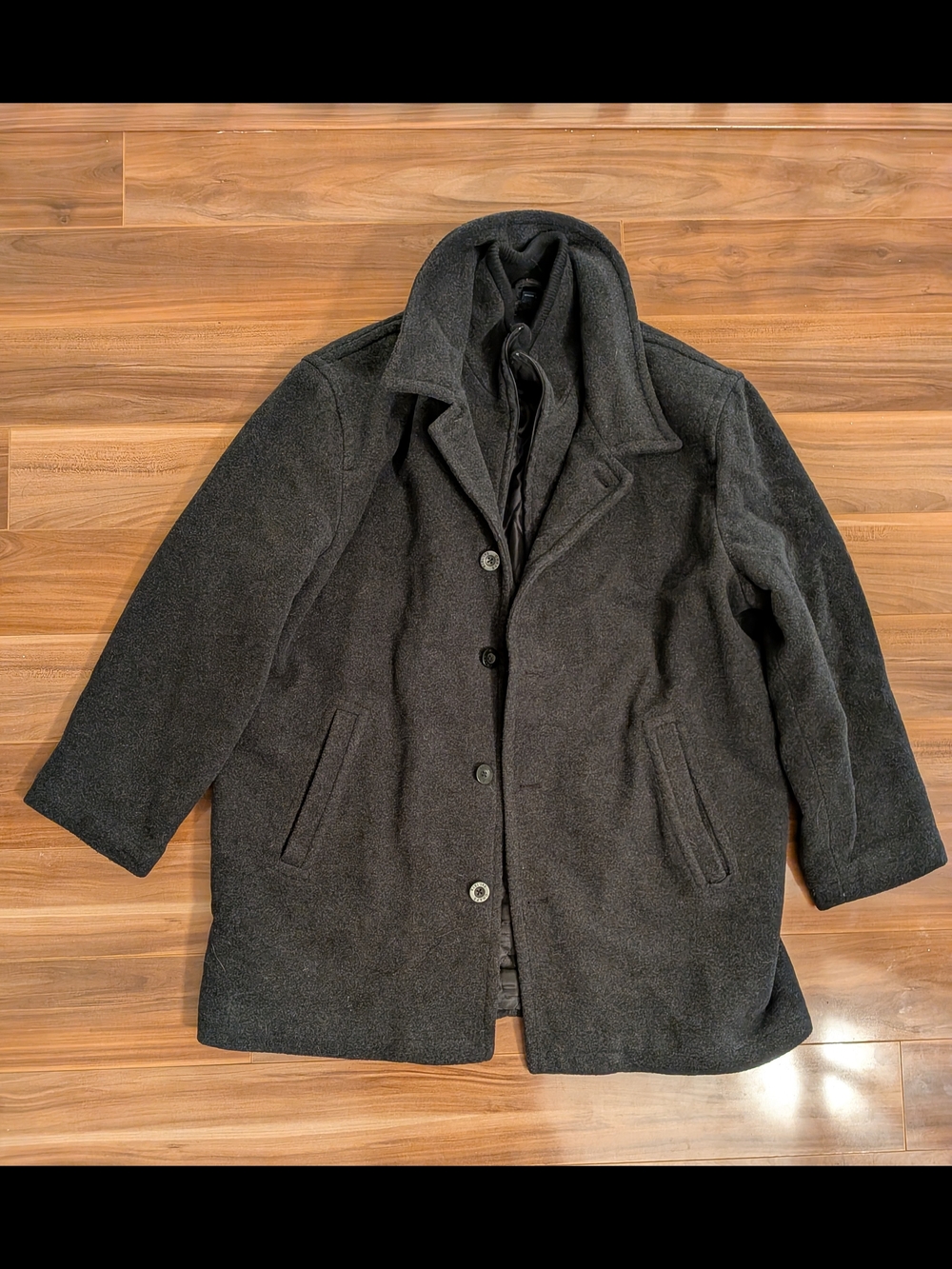 Chaps Charcoal Grey Wool Blend Walker Coat - Men's XL